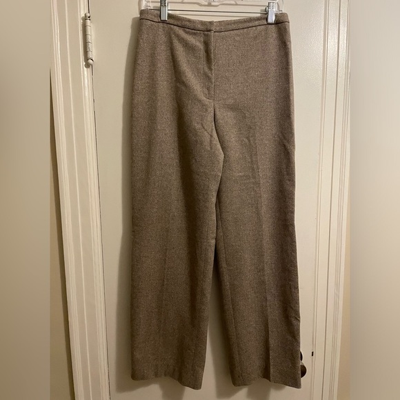Vintage Beige Wool Angora Blend Fully Lined Trouser Pants Size 8 Petite - Picture 1 of 10